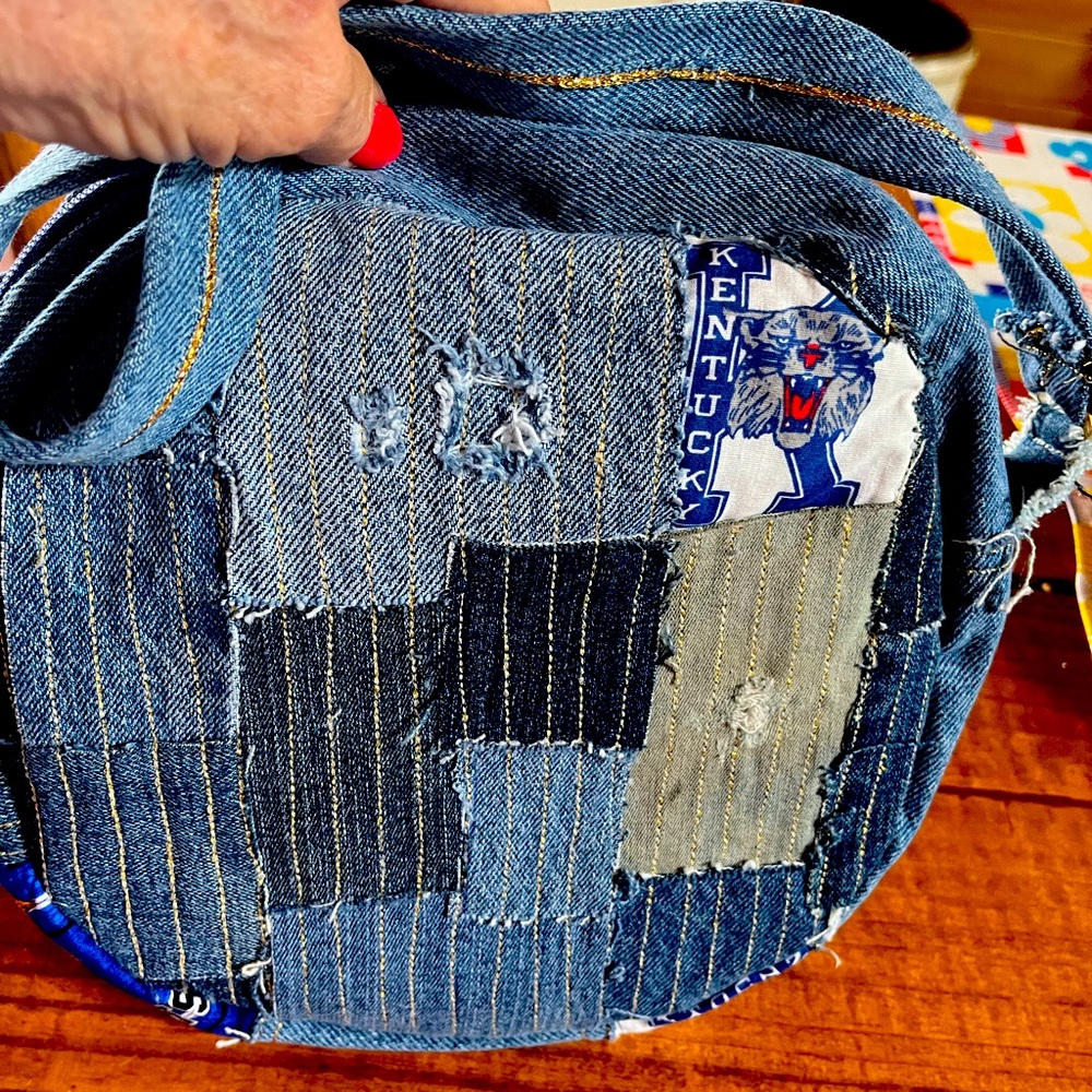 Hand crafted University of Kentucky. denim purse.